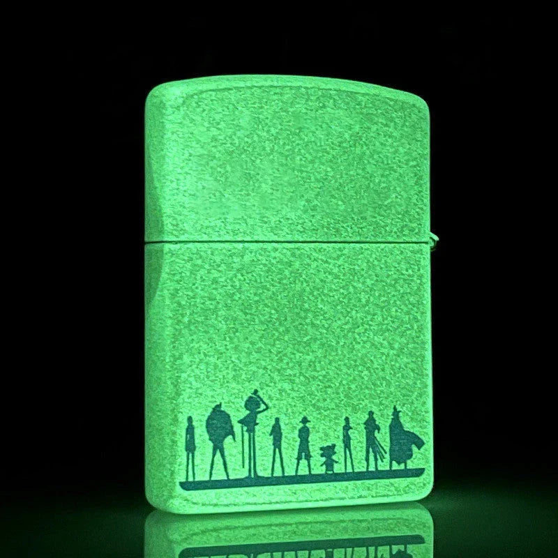 One Piece Luffy Wanted Poster Lighter, Noctilucent Glow In The Dark Kerosene Lighter, Monkey D. Luffy Bounty Poster Windproof Flip Top Metal Lighter, Anime Collectible Desktop Decoration Gift for One Piece Fans