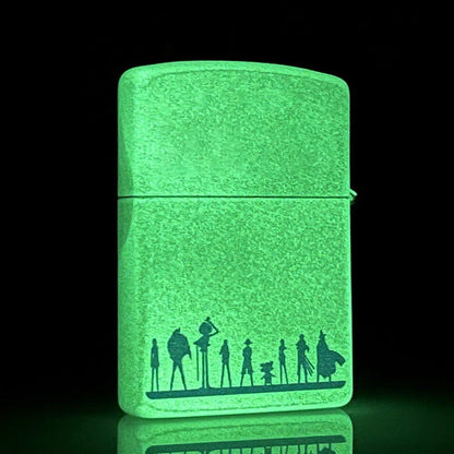 One Piece Luffy Wanted Poster Lighter, Noctilucent Glow In The Dark Kerosene Lighter, Monkey D. Luffy Bounty Poster Windproof Flip Top Metal Lighter, Anime Collectible Desktop Decoration Gift for One Piece Fans