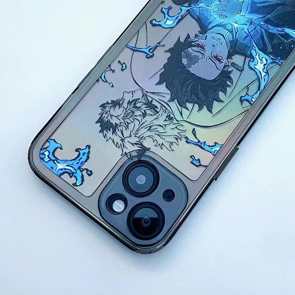 Demon Slayer Anime Phone Case, Tanjiro Zenitsu Print Transparent Shockproof Protective Cover, Cool Flame Pattern Clear Phone Shell, Anime Character Case, Gift for Demon Slayer Fans
