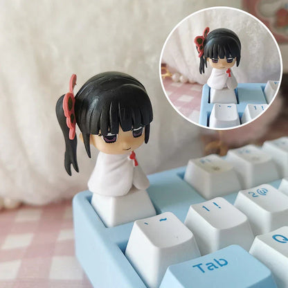 Demon Slayer Anime Keycap Set, 3D Handmade Resin Artisan Keycaps, Tanjiro Nezuko Zenitsu Inosuke Custom ESC Key Cap, Cherry MX Switch Decorative Keycap for Mechanical Keyboard