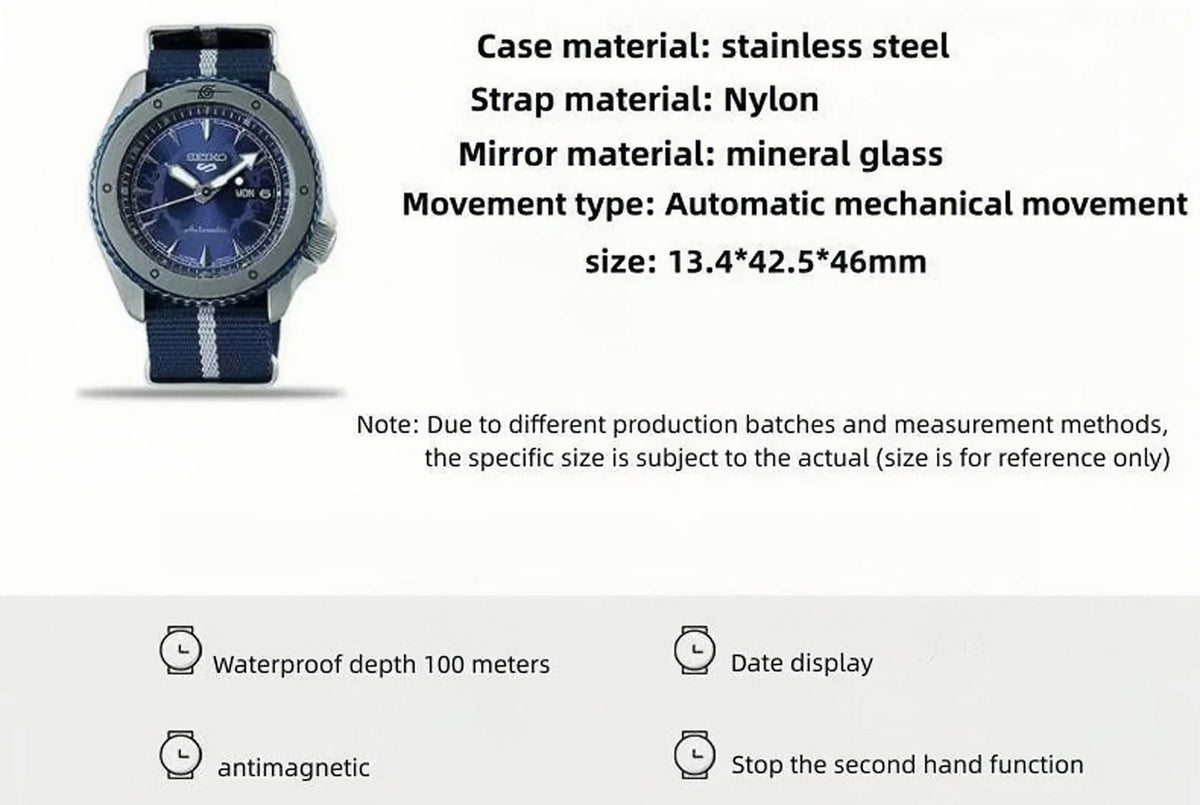 Naruto Uchiha Sasuke Automatic Wrist Watch, Anime Sasuke Chidori Themed Analog Watch, Blue Nylon Strap Sports Wristwatch, Anime Collectible Cosplay Accessory Gift for Naruto Fans