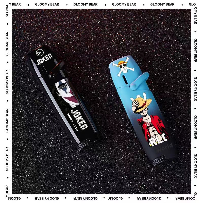 One Piece Slam Dunk Joker Harley Quinn Green Flame Torch Lighter, Windproof Jet Flame Pocket Lighter, Anime Fan Collectible Gift