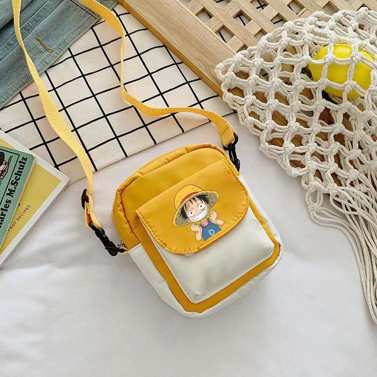 One Piece Anime Mini Crossbody Bag, Luffy Zoro Nami Chopper Sanji Character Print Small Shoulder Purse, Cute Canvas Sling Bag, Anime Fan Daily Messenger Bag Gift