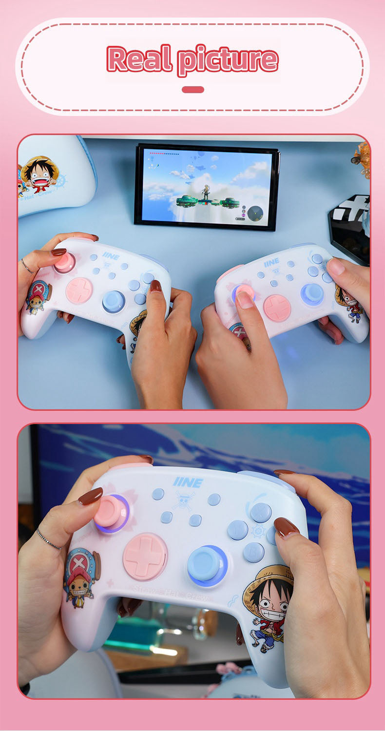 One Piece Luffy Chopper Wireless Game Controller, Pink Blue Gradient Bluetooth Gaming Gamepad with Vibration, Programmable Keys Game Controller for Switch PC Steam, Anime One Piece Merch Gift for Gamers