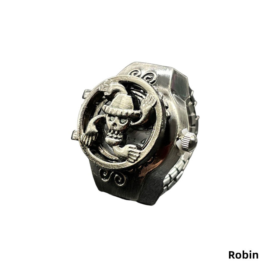 One Piece Straw Hat Pirates Skull Ring, Vintage Antique Metal Anime Ring, Adjustable Cosplay Statement Ring, Luffy Jolly Roger Symbol Jewelry, Collectible Anime Gift for One Piece Fans