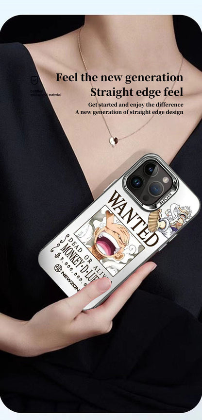 One Piece Anime Wanted Poster Phone Case for iPhone, Monkey D Luffy Roronoa Zoro Bounty Poster Shockproof Protective Cover, Classic One Piece Wanted Design Phone Shell, Anime Merch Gift for One Piece Fans