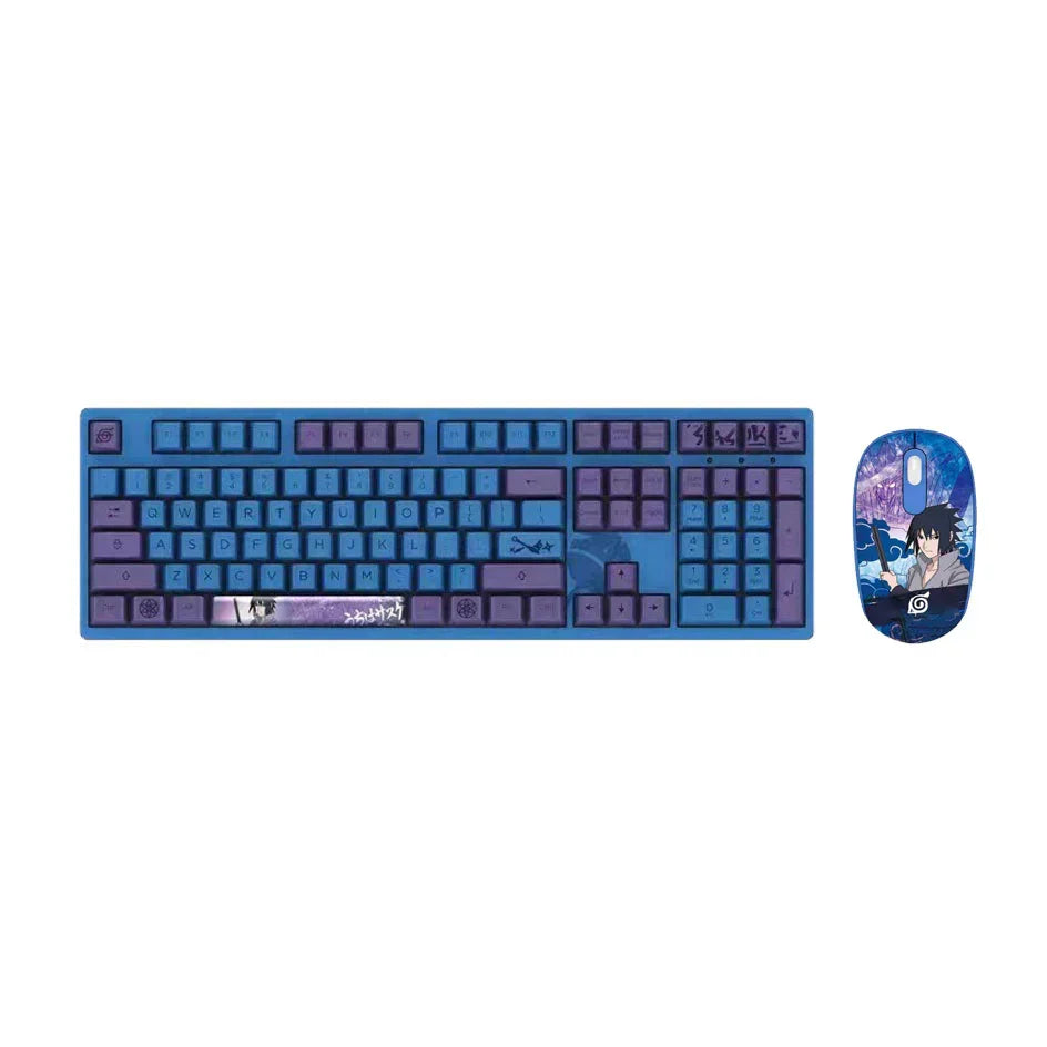 Naruto Anime Mechanical Keyboard and Mouse Combo, Uzumaki Naruto Uchiha Sasuke Themed Wired Gaming Keyboard Mouse Set, 108 Keys Full Size Keyboard, Anime Gaming Desktop Accessories, Gift for Naruto Fans Gamers