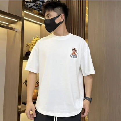 Dragon Ball Kid Goku T-Shirt, Anime Kame Cloud Graphic Oversized Short Sleeve Tee, Casual Loose Fit Cotton Tshirt for Men Women, Dragon Ball Z Fan Anime Shirt Gift