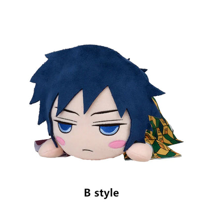 Demon Slayer Kimetsu no Yaiba Lying Plush Doll, Cute Anime Character Stuffed Pillow Plushie, Tanjiro Nezuko Zenitsu Inosuke Giyuu Shinobu Soft Toy, Anime Collectible Plush Gift for Fans