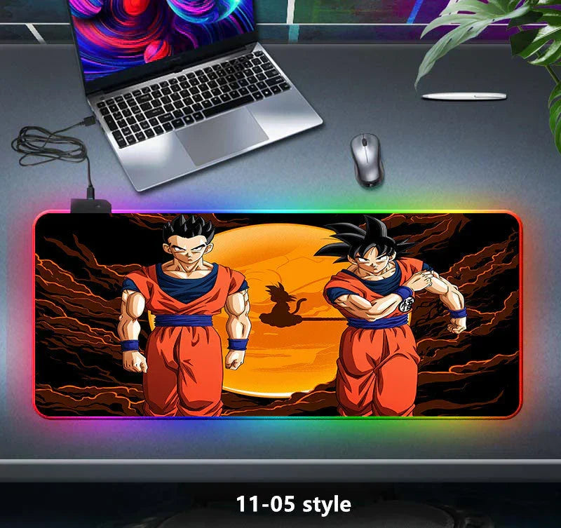 Dragon Ball Z RGB Large Mouse Pad, Anime DBZ Goku Vegeta Frieza Extended Gaming Mousepad with LED Rainbow Light, Non Slip Rubber Base Desk Mat for PC Keyboard Laptop, Dragon Ball Fan Decor