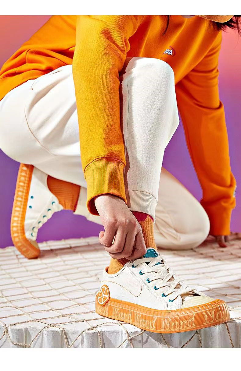 One Piece Nami Low Top Canvas Sneakers, Anime Nami Cream Orange Casual Shoes, Men Women Cosplay Streetwear Trainers, One Piece Fan Collectible Footwear Gift