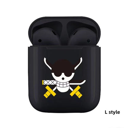 One Piece Anime TWS Wireless Earbuds, Luffy Zoro Sanji Chopper Skull Logo Printed Bluetooth Earphones, Stereo In-Ear Headphones with Portable Charging Case, Anime Fan Gift Wireless Headset