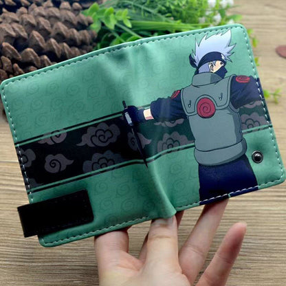 Naruto Anime Bifold Wallet, Multiple Character Printed PU Leather Short Purse, Snap Button Card Holder Cash Pocket Wallet, Naruto Itachi Sasuke Kakashi Naruto Merch Wallet Gift for Anime Fans
