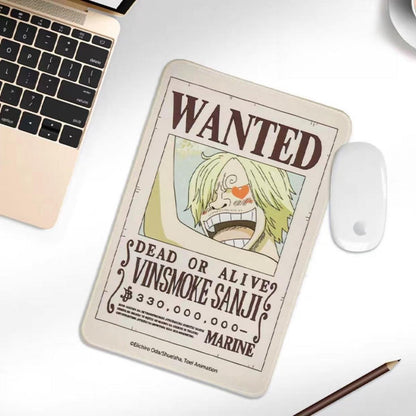 One Piece Wanted Poster Mouse Pad, Anime Bounty Poster Non-Slip Rubber Mousepad, One Piece Luffy Zoro Nami Chopper Robin Gaming Desk Mat, Office Desktop Decor Gift for Anime Fans