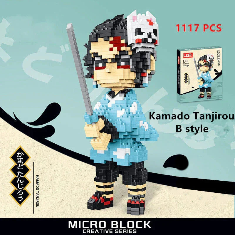 Demon Slayer Micro Building Blocks Set, Anime Character Mini Brick Figure, Tanjiro Nezuko Zenitsu Inosuke Rengoku Giyuu DIY Assembly Model, Collectible Anime Statue Toy, Gift for Anime Fans