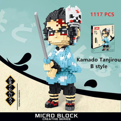 Demon Slayer Micro Building Blocks Set, Anime Character Mini Brick Figure, Tanjiro Nezuko Zenitsu Inosuke Rengoku Giyuu DIY Assembly Model, Collectible Anime Statue Toy, Gift for Anime Fans