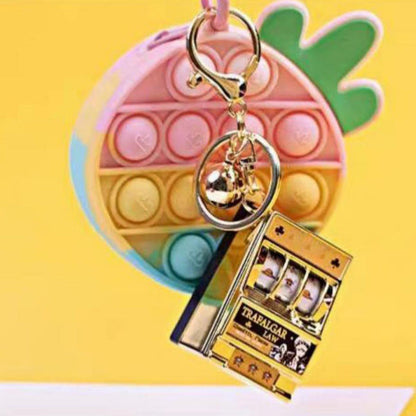 One Piece Mini Slot Machine Keychain, Portable Working Fruit Slot Game Key Ring, Novelty Stress Relief Fidget Toy, Colorful Bag Pendant Charm, Anime Fan Birthday Christmas Gift