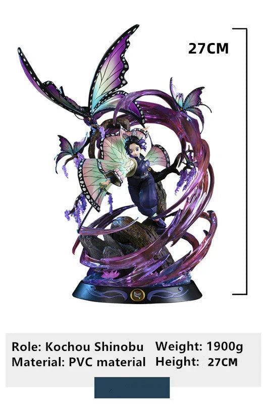 Demon Slayer Shinobu Kocho Figure, Hashira Shinobu Butterfly Resin Statue, Anime GK Bust Figurine with Butterfly Effect Base, Collectible Desktop Ornament Model Gift for Demon Slayer Fans