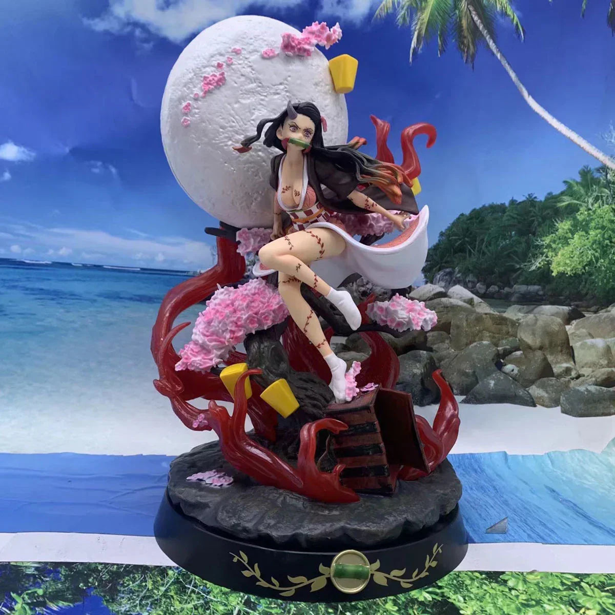 Demon Slayer Kimetsu no Yaiba GK Anime Figure, Tanjiro Rengoku Nezuko Giyu Character Statue with Special Effects Base, PVC Collectible Model Figurine, Anime Desk Decoration Gift for Demon Slayer Fans