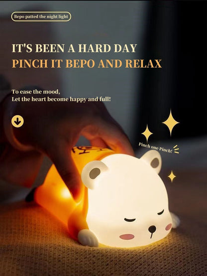 One Piece Bepo Silicone Night Light, Cute Touch Control LED Bedside Lamp, Soft Warm Light Anime Character Night Lamp, Rechargeable Bedroom Decor Light, Collectible Gift for One Piece Fans