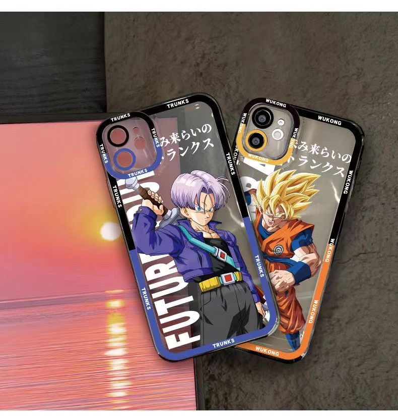 Dragon Ball Z Anime Phone Case, Goku Trunks Vegeta Clear Transparent Protective Cover, DBZ Cartoon Character Shockproof Phone Case for iPhone, Anime Fan Merch Phone Shell