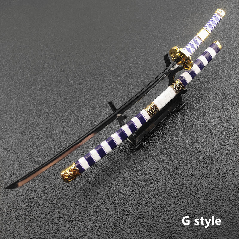 One Piece Roronoa Zoro Mini Katana Sword Replica, Anime Zoro Sword Set, Metal Model Sword with Display Stand, Cosplay Prop Desktop Decoration, Collectible Gift for One Piece Fans
