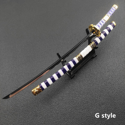 One Piece Roronoa Zoro Mini Katana Sword Replica, Anime Zoro Sword Set, Metal Model Sword with Display Stand, Cosplay Prop Desktop Decoration, Collectible Gift for One Piece Fans