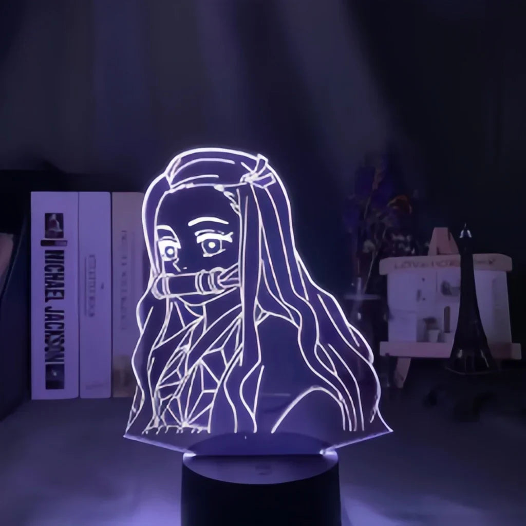 Demon Slayer 3D Illusion LED Night Light, Kimetsu No Yaiba Anime Character Table Lamp, Touch Control 7 Color Changing Acrylic Night Lamp, Bedroom Desktop Decor Birthday Gift for Demon Slayer Fans