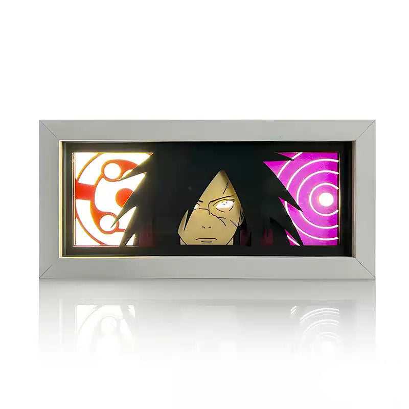 Naruto Anime Paper Cut Light Box, 3D Paper Carving LED Frame Lamp, Sharingan Character Night Light, Desktop Wall Art Decor, Collectible Anime Gift for Naruto Fans