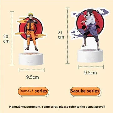 Naruto Anime Acrylic 3D Night Light, Uzumaki Naruto & Uchiha Sasuke Figure LED Table Lamp, Anime Character Stand Light, USB Powered Bedroom Decor Lamp, Collectible Gift for Naruto Fans