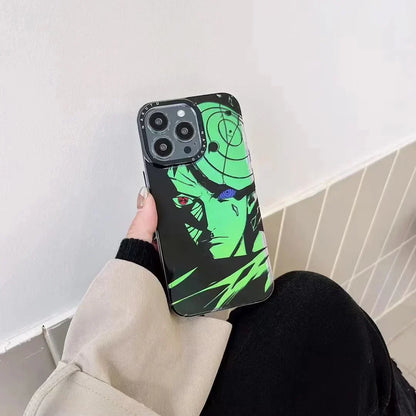 Naruto Anime Laser Holographic Phone Case for iPhone, Kakashi Pain Manga Art Print Shockproof Soft TPU Phone Cover, Iridescent Laser Flash Surface Slim Protective Phone Shell, Naruto Anime Fan Gift for iPhone