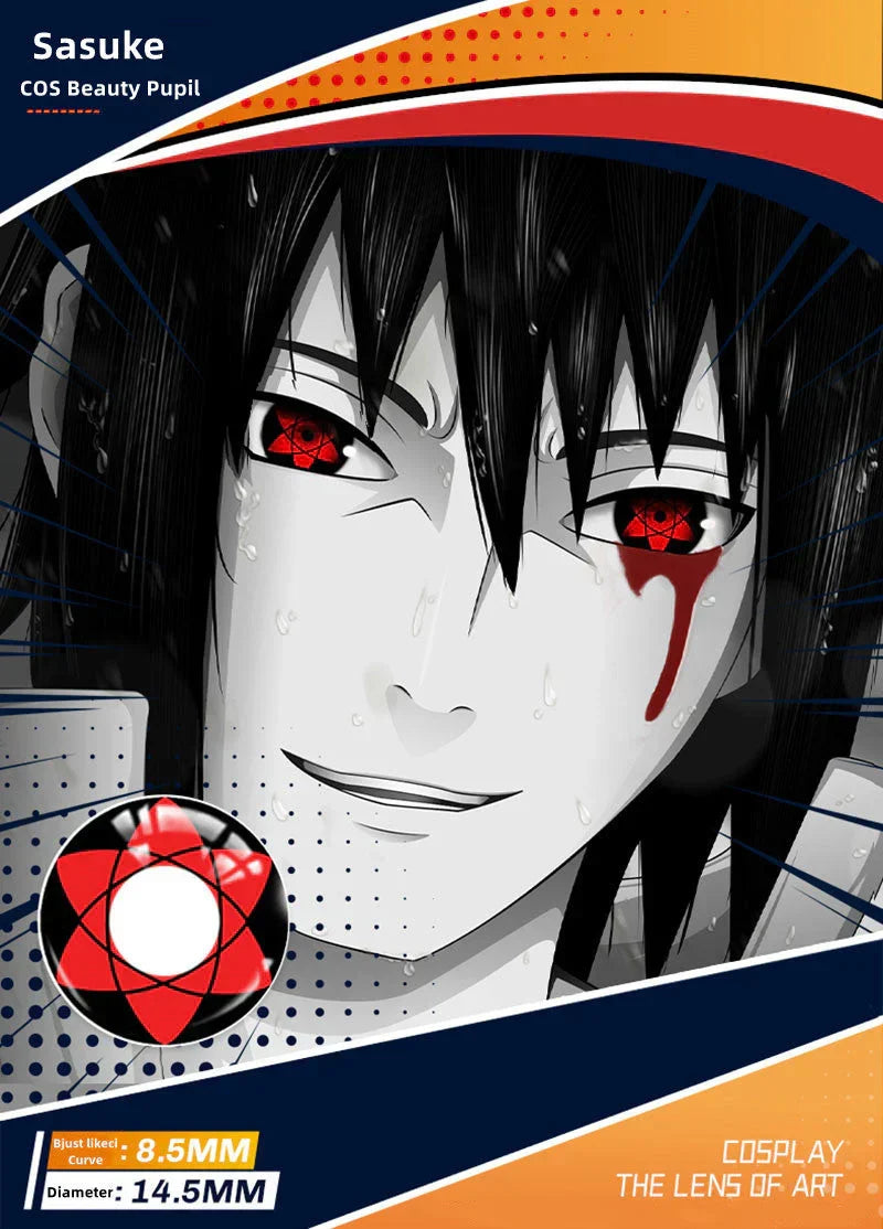 Naruto Sharingan Cosplay Contact Lenses, Anime Uchiha Itachi Sasuke Kakashi Madara Sharingan Eye Contacts, Halloween Cosplay Color Contact Lens for Anime Party Costume
