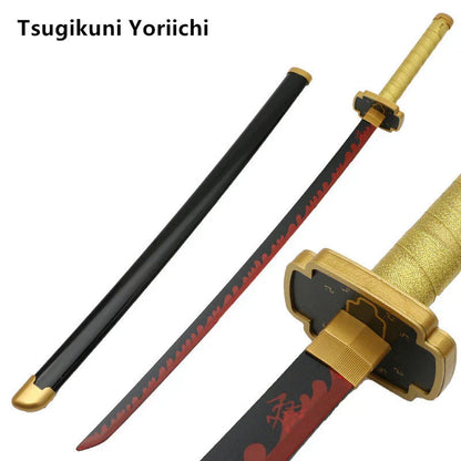 Demon Slayer Cosplay Nichirin Sword, Bamboo Blade Katana Replica, Anime Demon Slayer Prop Sword with Scabbard and Belt, Tanjiro Zenitsu Rengoku Giyuu Cosplay Weapon for Halloween