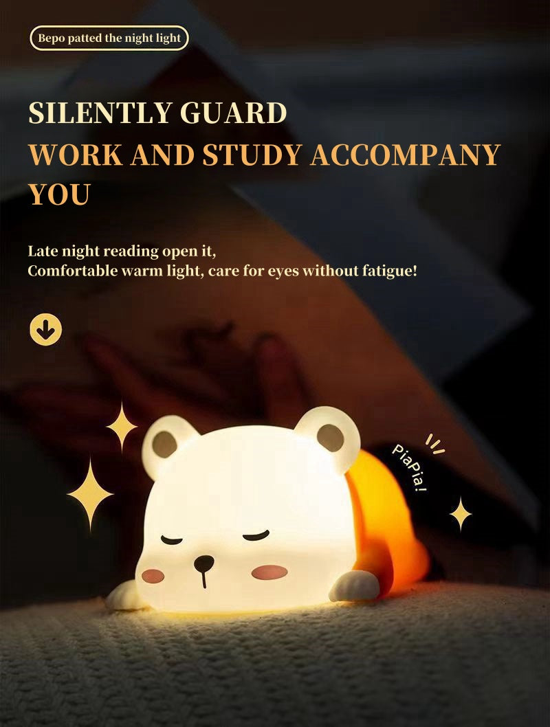 One Piece Bepo Silicone Night Light, Cute Touch Control LED Bedside Lamp, Soft Warm Light Anime Character Night Lamp, Rechargeable Bedroom Decor Light, Collectible Gift for One Piece Fans