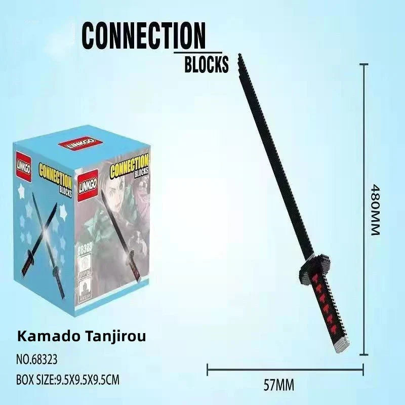 Demon Slayer Nichirin Sword Building Block Set, Anime Katana Model Kit with Scabbard & Display Stand, Multiple Styles Collectible Brick Sword, Cosplay Prop Assembly Toy Gift for Demon Slayer Fans