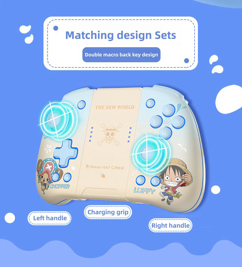One Piece Luffy & Chopper Split Joycon Controller with RGB Light, Wireless Bluetooth Gamepad for Nintendo Switch / OLED / Lite, Straw Hat Crew Anime Handheld Gaming Controller, Gaming Gift for One Piece Fans