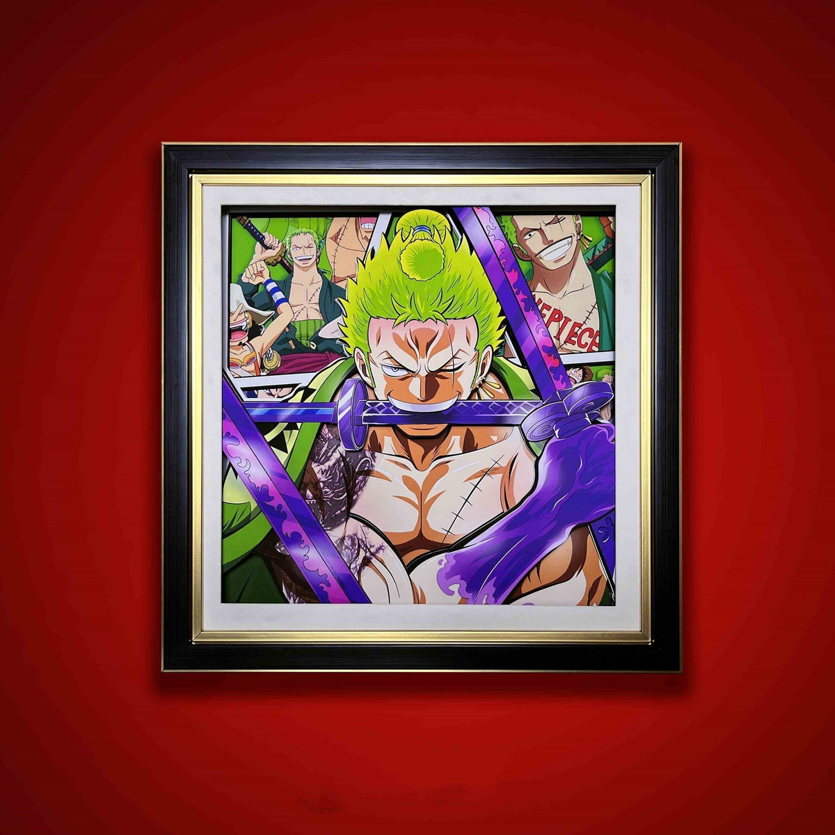 One Piece Monkey D. Luffy Nika Form 3D Paper Carving Art Frame, Anime Handcrafted Layered Paper Cut Wall Art Decor, Framed Anime Poster Desktop Display Painting, Collectible Wall Decoration Gift for One Piece Fans