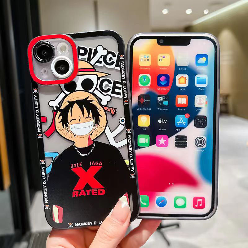 One Piece Anime Phone Case for iPhone, Luffy Zoro Character Print Clear Protective Case, Shockproof Soft TPU Bumper Cover, Cute Anime Manga Phone Shell, Anime Merch Gift for One Piece Fans