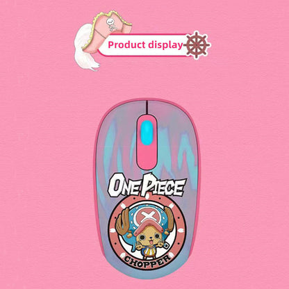 One Piece Anime 2.4G Wireless Mouse, Portable Optical Computer Mouse with Tony Tony Chopper & Straw Hat Skull Pattern, Ergonomic Silent Mice for Laptop PC Desktop, Anime Fan Gift