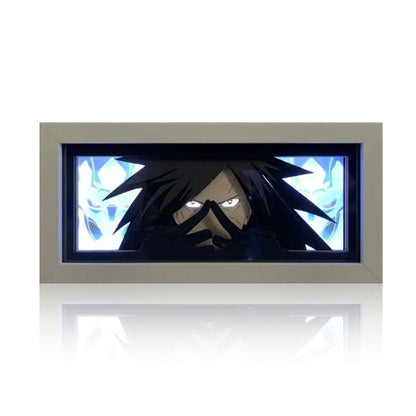 Naruto Anime Paper Cut Light Box, 3D Paper Carving LED Frame Lamp, Sharingan Character Night Light, Desktop Wall Art Decor, Collectible Anime Gift for Naruto Fans