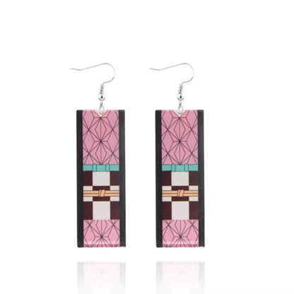 Demon Slayer Anime Earrings, Tanjiro Hanafuda Drop Dangle Earrings, Multiple Styles Acrylic Cosplay Earrings, Demon Slayer Kimetsu No Yaiba Jewelry, Anime Cosplay Accessories Gift for Demon Slayer Fans