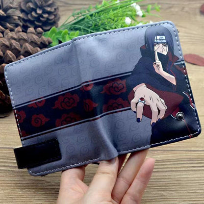 Naruto Anime Bifold Wallet, Multiple Character Printed PU Leather Short Purse, Snap Button Card Holder Cash Pocket Wallet, Naruto Itachi Sasuke Kakashi Naruto Merch Wallet Gift for Anime Fans