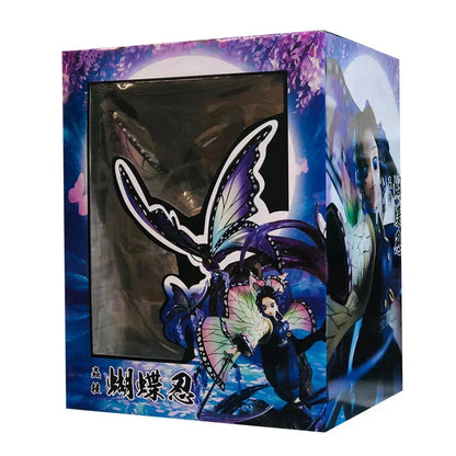 Demon Slayer Shinobu Kocho Figure, Hashira Shinobu Butterfly Resin Statue, Anime GK Bust Figurine with Butterfly Effect Base, Collectible Desktop Ornament Model Gift for Demon Slayer Fans