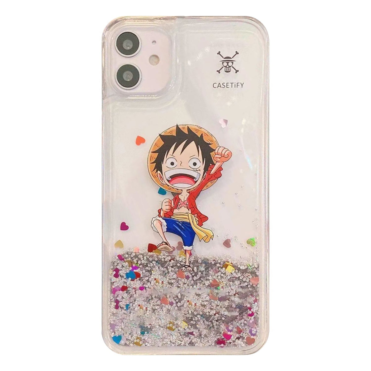 One Piece Liquid Glitter Phone Case, Luffy Chopper Anime Quicksand Clear Phone Cover, Floating Sequins Shockproof Protective Case for iPhone Multiple Models