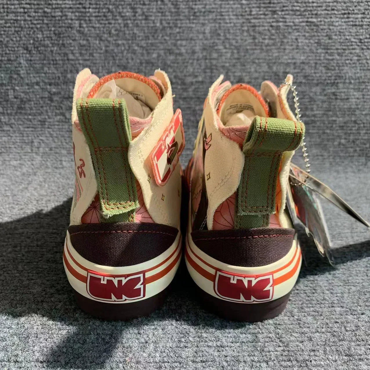 Demon Slayer Nezuko Kamado High Top Canvas Sneakers, Kimetsu No Yaiba Anime Pink Pattern Casual Shoes, Men Women Cosplay Streetwear Trainers, Demon Slayer Fan Collectible Footwear Gift