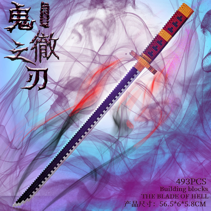 Demon Slayer Building Blocks Nichirin Sword, Anime Katana Model Bricks Kit with Scabbard & Display Stand, Tanjiro Zenitsu Rengoku Giyuu Sword Construction Toy, Collectible Anime Gift for Adults Teens