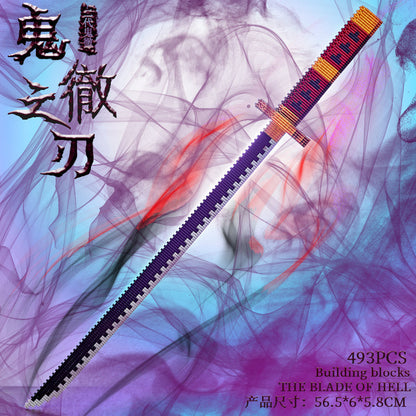 Demon Slayer Building Blocks Nichirin Sword, Anime Katana Model Bricks Kit with Scabbard & Display Stand, Tanjiro Zenitsu Rengoku Giyuu Sword Construction Toy, Collectible Anime Gift for Adults Teens