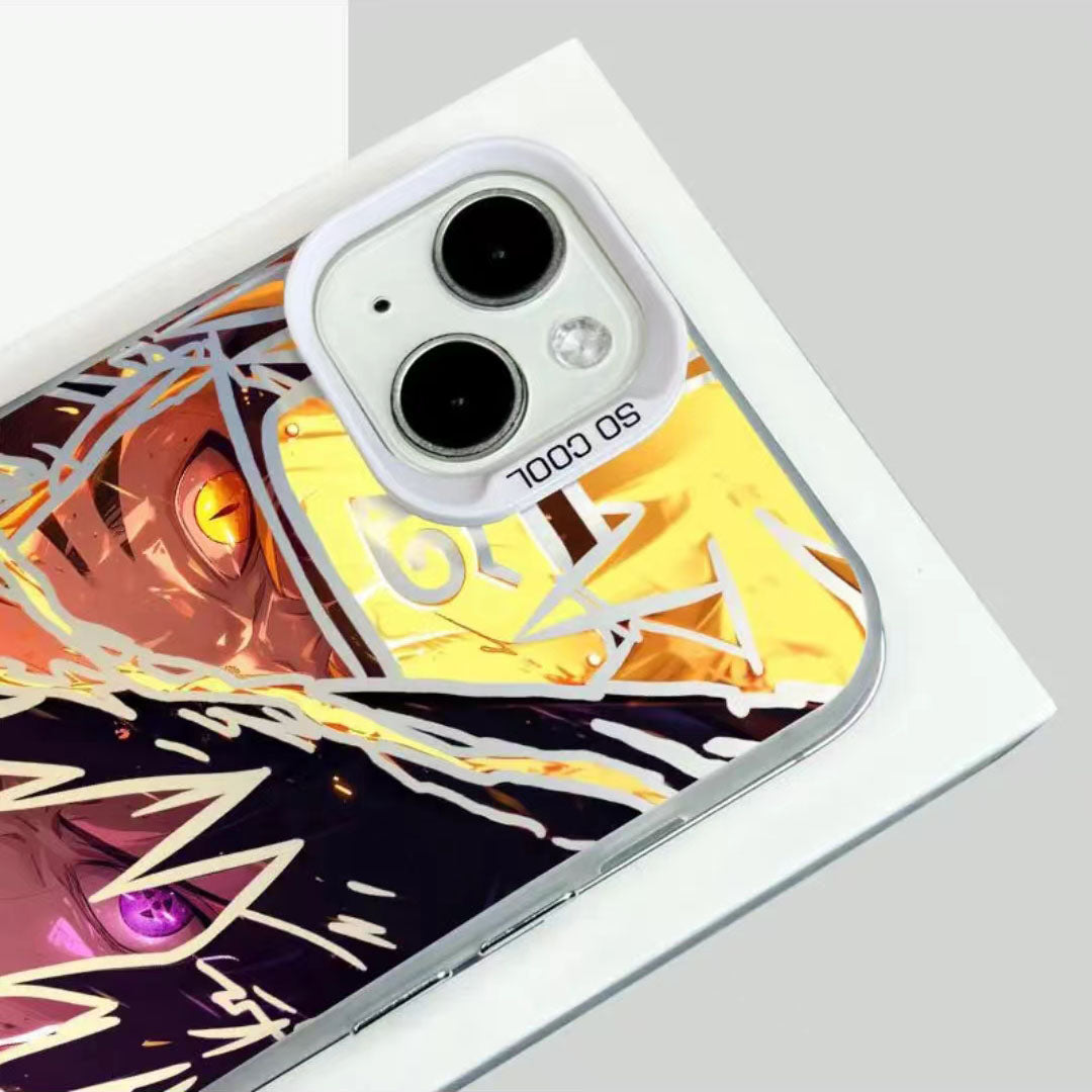 Naruto Anime Phone Case for iPhone, Cool Cracked Line Naruto Sasuke Character Print Case, Shockproof Soft TPU Protective Cover, Anime Naruto Merch Phone Shell Gift for Anime Fans