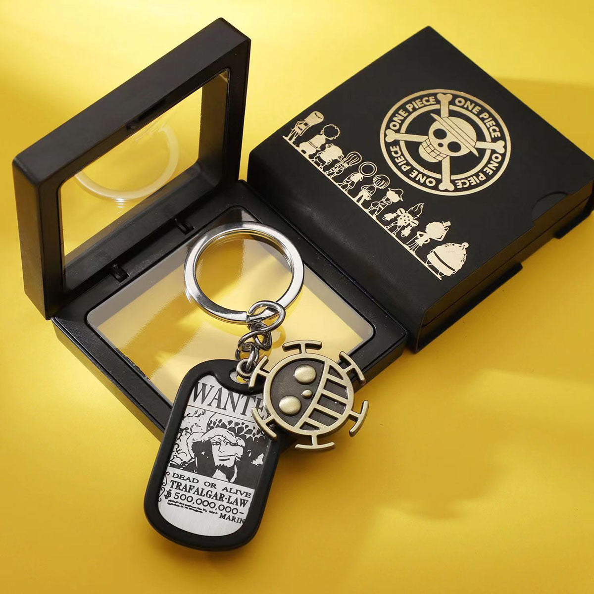 One Piece Anime Dog Tag Necklace Keychain, Luffy Zoro Ace Metal Pendant, Vintage Engraved Dog Tag, Collectible Cosplay Jewelry Gift Set with Gift Box for One Piece Fans