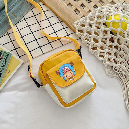 One Piece Anime Mini Crossbody Bag, Luffy Zoro Nami Chopper Sanji Character Print Small Shoulder Purse, Cute Canvas Sling Bag, Anime Fan Daily Messenger Bag Gift